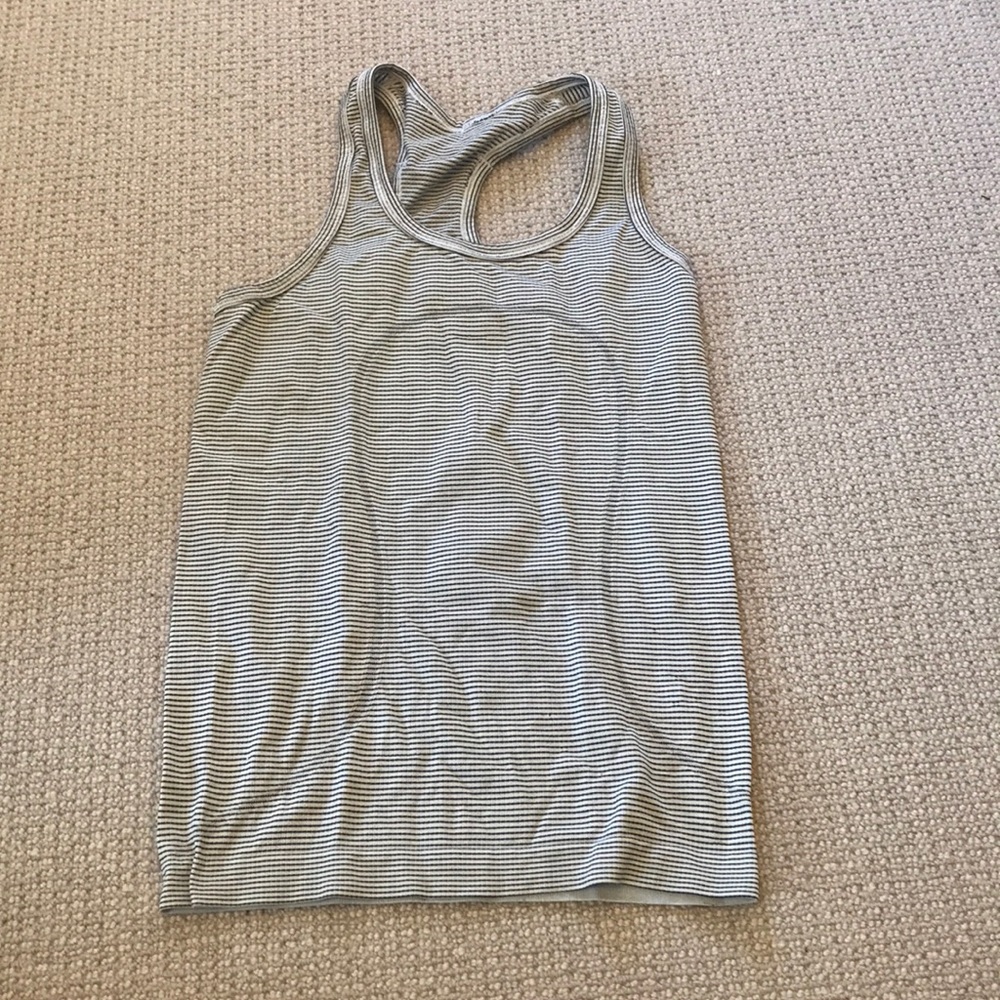Lululemon black and white striped tank top